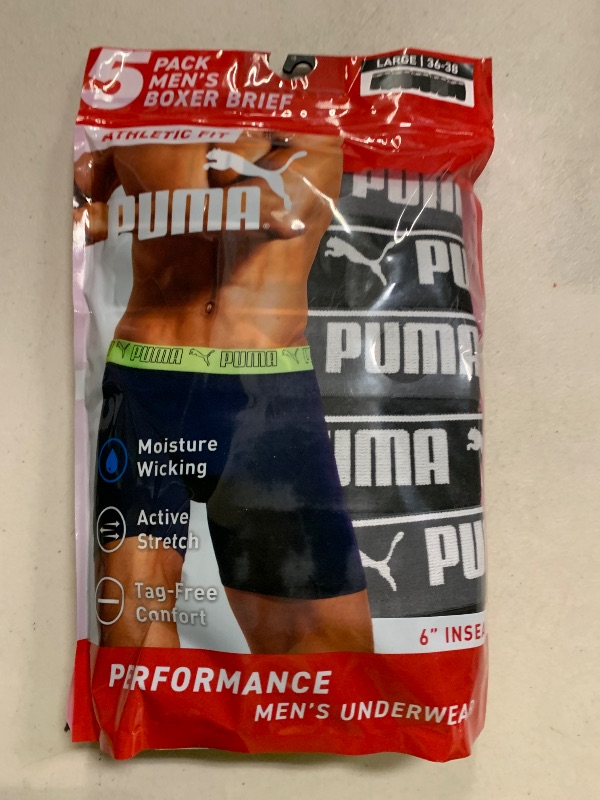 Photo 1 of PUMA Men's 5 Pack Performance Boxer Briefs, Black Grey, Medium