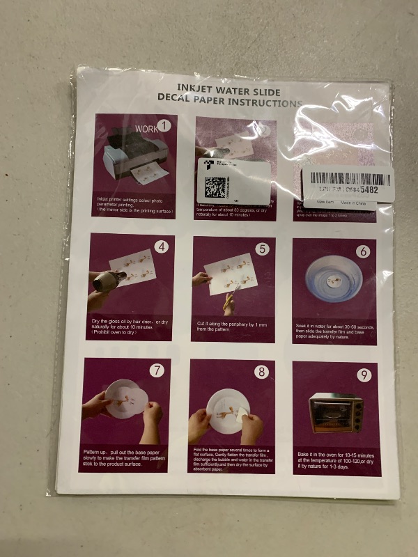 Photo 1 of 20 Sheets Waterslide Decal Paper INKJET CLEAR,8.5X11 Inch Water Slide Transfer Paper Transparent Printable for Tumblers,Ceramics,Plastics,Glasses,DIY