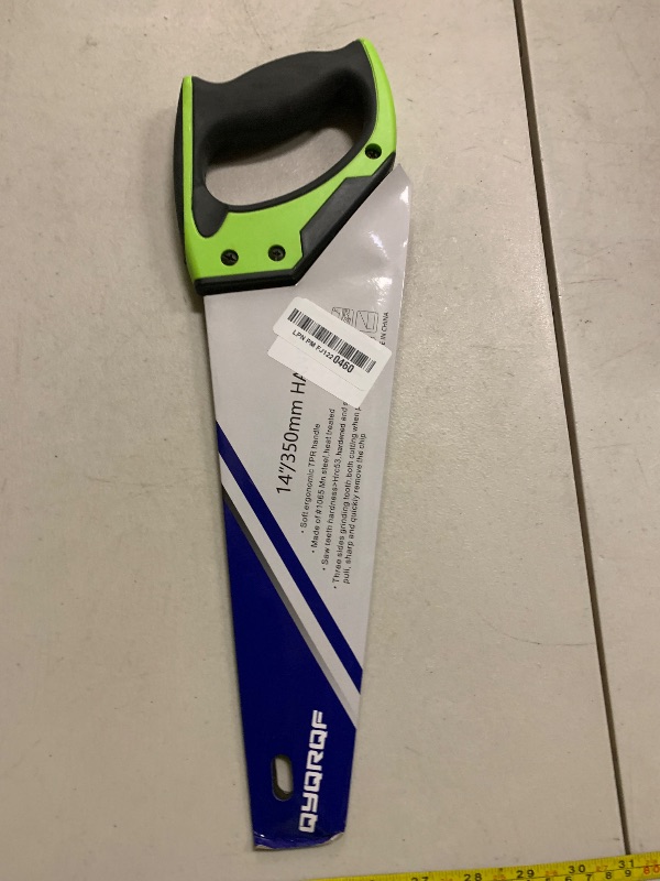 Photo 1 of 14 in. Pro Hand Saw, 11 TPI Fine-Cut Soft-Grip Hardpoint Handsaw Perfect for Sawing, Trimming, Gardening, Cutting Wood, Drywall, Plastic Pipes, Sharp Blade, Ergonomic Non-Slip Handle (green)