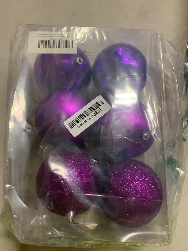 Photo 1 of 3.94" Large Christmas Balls Shatterproof Purple Christmas Ornaments 6 Pcs Big Xmas Ornaments Balls for Halloween Xmas Tree Holiday Wedding Party Decoration