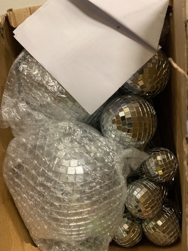 Photo 1 of 17 Pcs Disco Ball Decor: Mini Large Assorted Size Hanging Mirror Disco Balls - Silver Christmas Ornaments for New Year Decor Xmas Tree Weddings Party Favors Birthday(6, 3.2, 2 Inch)