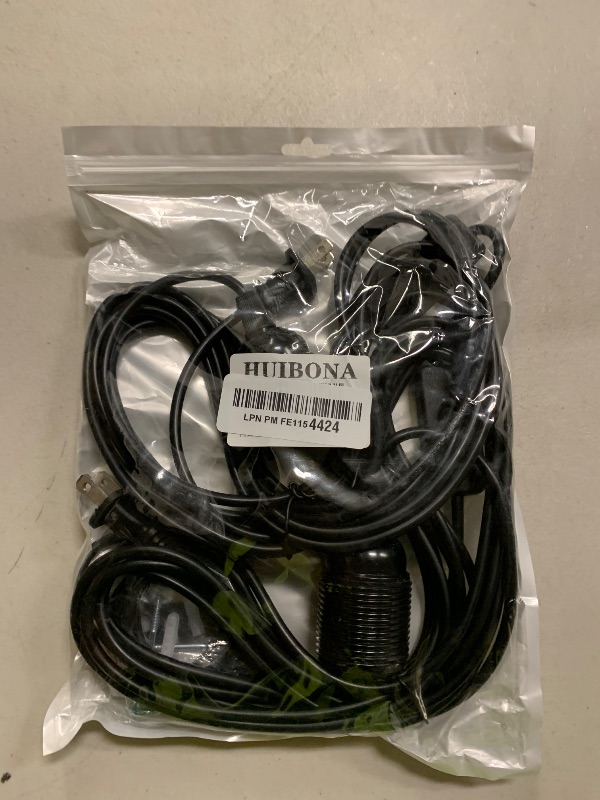 Photo 1 of 2-Pack HUIBONA Plug-in Pendant Light, 15FT Vintage Hanging Lantern Cord E26/E27 Socket, Black Kit With In-Line On/Off Switch and Lampshade Ring