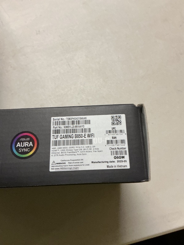 Photo 1 of ASUS TUF Gaming B850-E WiFi Motherboard Socket AMD AM5 (Ryzen 9000, PCIe 5.0, DDR5 Memory, WiFi 6E, PCIe Q-Release, BIOS Flashback, Aura Sync)
