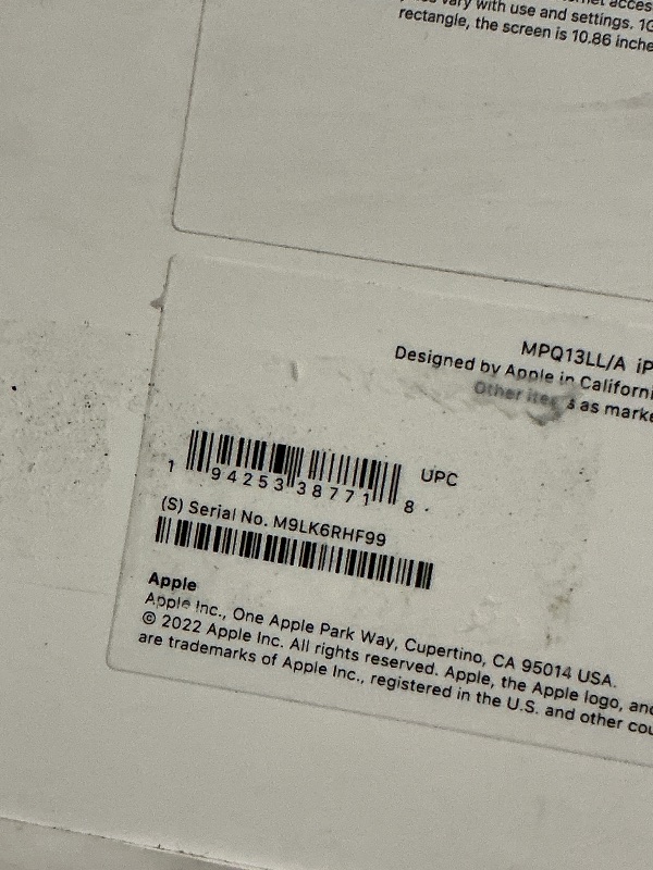 Photo 1 of Apple iPad (10th Generation): with A14 Bionic chip, 10.9-inch Liquid Retina Display, 64GB, Wi-Fi 6, 12MP front/12MP Back Camera, Touch ID, All-Day Battery Life – Blue