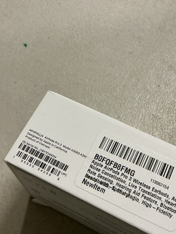 Photo 1 of Apple AirPods Pro 3 Wireless Earbuds, Active Noise Cancellation, Live Translation, Heart Rate Sensing, Hearing Aid Feature, Bluetooth Headphones, Spatial Audio, High-Fidelity Sound, USB-C Charging