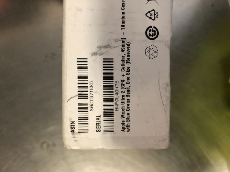 Photo 1 of locked***********************************Apple Watch Ultra 2 [GPS + Cellular, 49mm] - Titanium Case with Blue Ocean Band, One Size (Renewed)