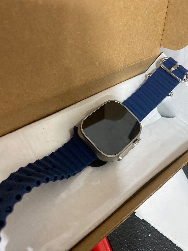 Photo 1 of locked***********************************Apple Watch Ultra 2 [GPS + Cellular, 49mm] - Titanium Case with Blue Ocean Band, One Size (Renewed)