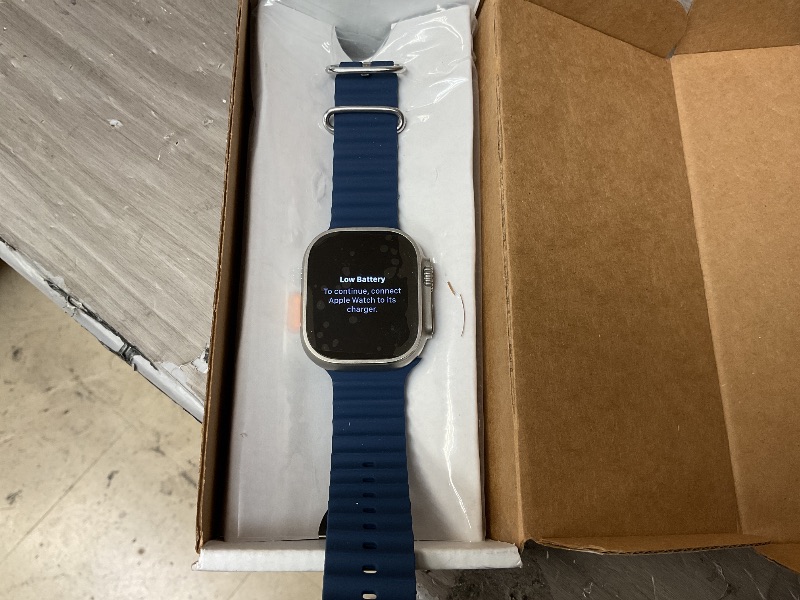 Photo 4 of Apple Watch Ultra 2 [GPS + Cellular, 49mm] - Titanium Case with Blue Ocean Band, One Size (Renewed)