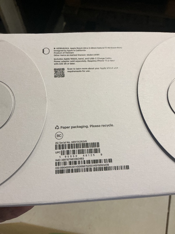 Photo 1 of Apple Watch Ultra 3 [GPS + Cellular 49mm] Running & Multisport Smartwatch w/Rugged Titanium Case w/Anchor Blue Ocean Band. Satellite Communications, Advanced Health & Fitness Tracking