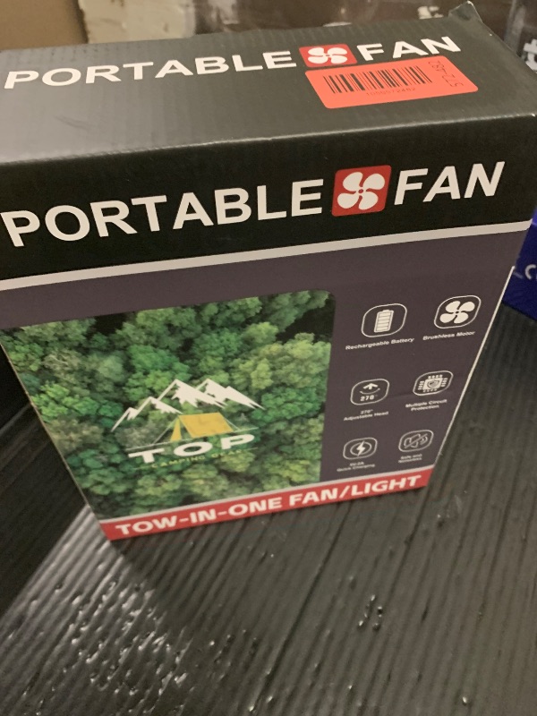 Photo 1 of 30000mAh Rechargeable Camping Fan with LED Lantern,Portable Battery Powered Outdoor Fan for Bedroom,Camping,Travel,Hiking,Beach,Office,Trave Accessories(Black)