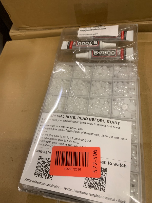 Photo 1 of 16500Pcs Half Pearls Beads for Crafting, Flat Back White Pearls 2-10mm Flatback Decor Rhinestones Gems Diamond Mixed Sizes Bedazzling for Crafts Bedazzle Decoration Shoes Clothes Decorative B7000 Glue