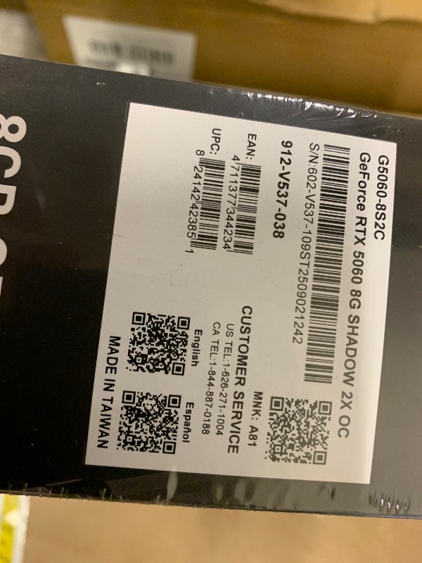 Photo 1 of MSI Gaming RTX 5060 8G Shadow 2X OC Graphics Card (8GB GDDR7,128-bit, Extreme Performance: 2535 MHz, DisplayPort x3 2.1a, HDMI 2.1b, NVIDIA Blackwell Architecture)