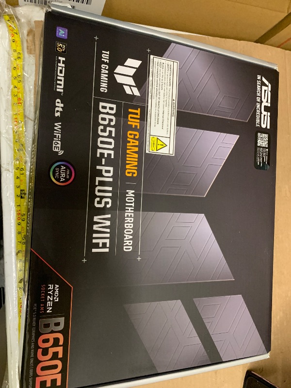 Photo 1 of *SEE CLERK NOTES* ASUS TUF Gaming B650E-PLUS WiFi AMD B650 ATX Motherboard, 12+2+1 80A DrMOS Power Stages, DDR5, PCIe 5.0 Ready, 3X M.2, Wi-Fi 6E, 2.5Gb LAN, DisplayPort, HDMI™, USB Type-C, BIOS Flashback, Aura Sync
