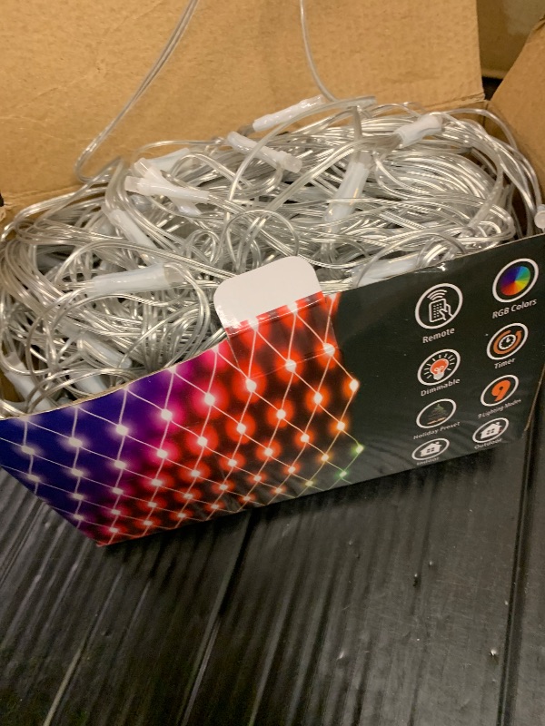 Photo 1 of 240 LED Net Lights, 35 Colors Changing Christmas Net Lights Outdoor Clear Wire, 14.8ft x 5ft Connectable Halloween Mesh Lights for Bushes Christmas Tree Holiday Wedding Party Hedge Patio Decor