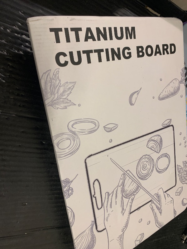 Photo 1 of 100% Titanium Cutting Board for Kitchen - Dishwasher Safe Chopping Boards with Handle, Reversible Charcuterie Board for Home Counter Outdoor Camping Housewarming Gifts for Women (16 x 11.1)