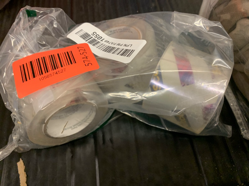 Photo 1 of 3pcs Scotch Box Lock Packing Tape, Clear Packaging Tape, Extreme Grip Box Tape for Holiday Shipping, 1.88 in. x 22.2 yd., Rolls with Dispensers