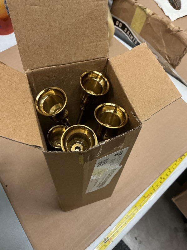 Photo 1 of 2 Sets(6 Pcs) Brass Gold Metal Taper Candle Holders Candlestick Holders, Vintage Modern Decorative Centerpiece Candlestick Holders for Table Mantel Wedding Housewarming Gift