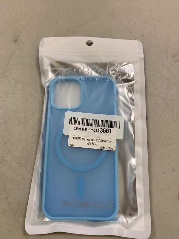 Photo 1 of SUPFINE Magnetic for iPhone 12 Case/iPhone 12 Pro Case (Compatible with MagSafe)(Military Grade Drop Protection) Slim Translucent Matte Shockproof with Anti-Fingerprint Phone Case,Light Blue
