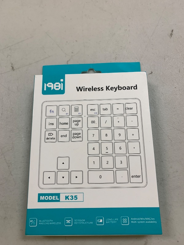 Photo 1 of LOONASA Bluetooth & 2.4G Number Pad, Rechargeable Wireless Numeric Keypad, Slim Silent 35-Keys External Numpad USB Keyboard Compatible for MacBook, iPad, iPhone, iOS, Laptop, Windows, Android, PC
