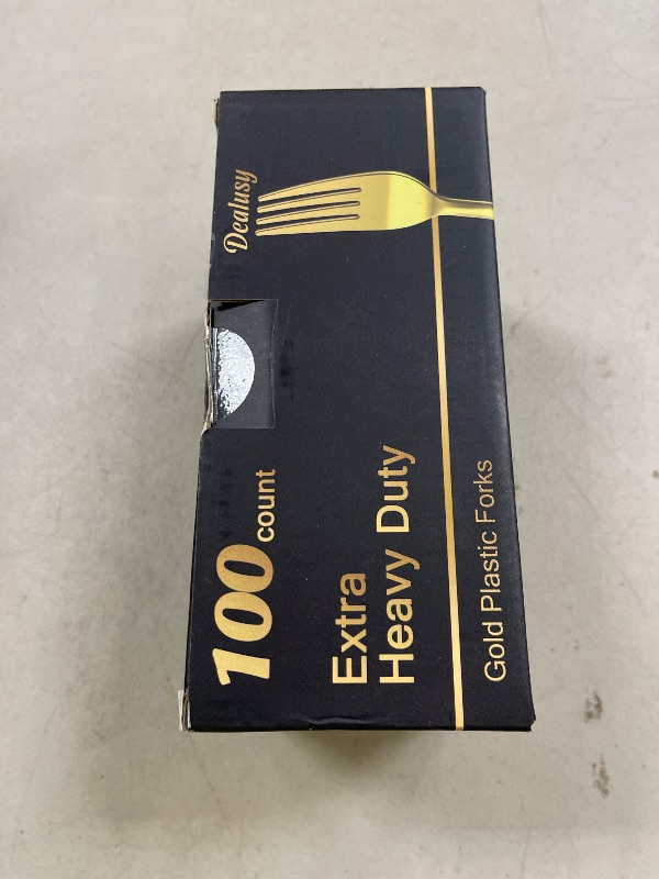 Photo 1 of Dealusy 100 Count Heavy Duty Gold Plastic Forks Disposable, BPA-Free, Heat Resistant, Solid and Durable Premium Plastic Disposable Forks for Party Supply