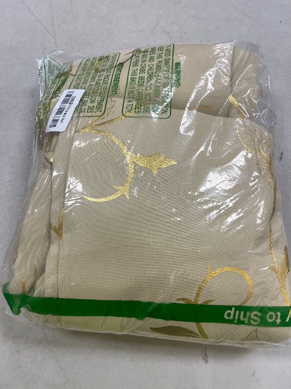 Photo 1 of BUHUA Blackout Curtains Gold Foil Print Flower Vine Grommet Drapes, Room Darkening Thermal Insulated Curtains, Noise Reducing Curtain for Bedroom, Beige, 52Wx108L, 2 Panels