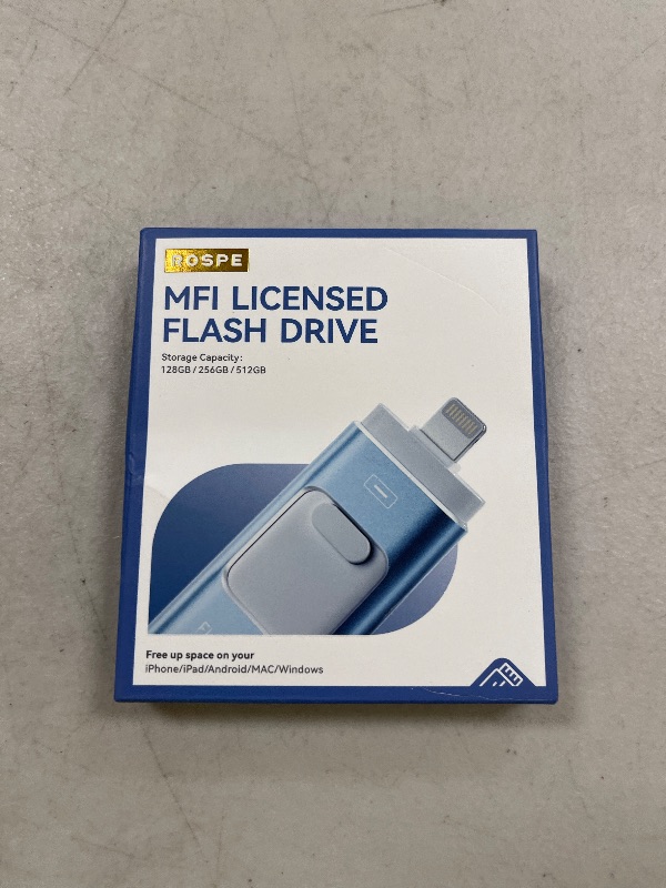 Photo 1 of Apple MFi Certified 128GB Flash Drive for iPhone Thumb Drive Photo Stick, USB Memory Stick iPhone Flash Drive for Photos Videos, High Speed Jump Drive Compatible for iPhone/iPad/Android/PC (Blue)
