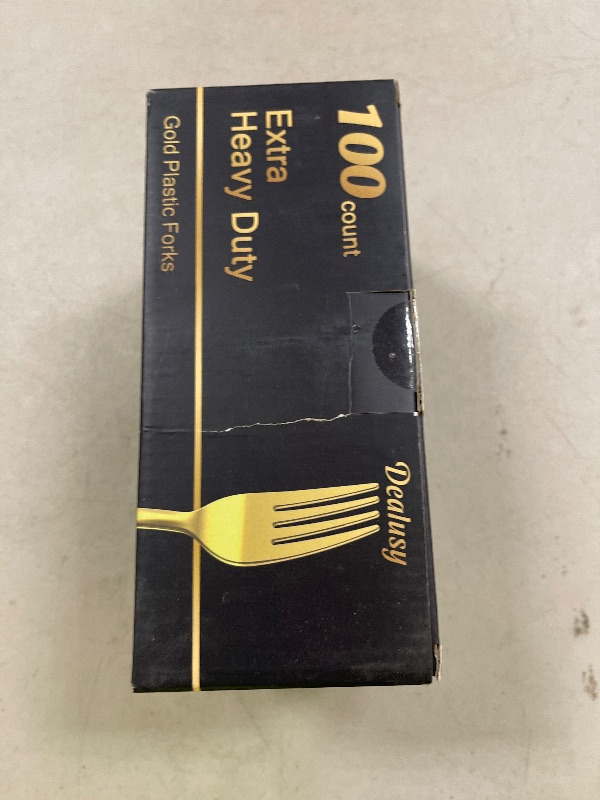 Photo 1 of Dealusy 100 Count Heavy Duty Gold Plastic Forks Disposable, BPA-Free, Heat Resistant, Solid and Durable Premium Plastic Disposable Forks for Party Supply