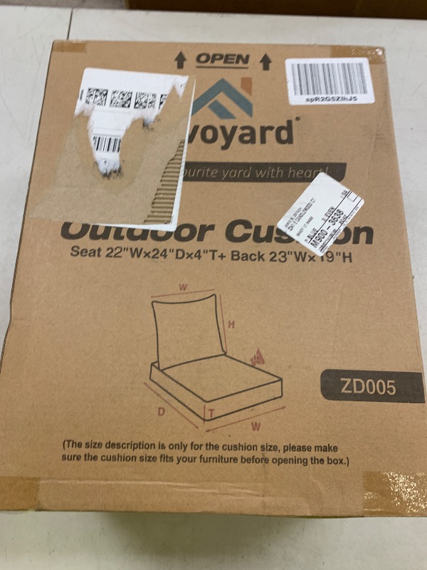 Photo 1 of Favoyard Outdoor Seat Cushion Set 22 x 24 Inch Waterproof & Fade Resistant Patio Furniture Cushions with Removable Cover Deep Seat & Back Cushion with Handle and Adjustable Straps for Chair Sofa Couch