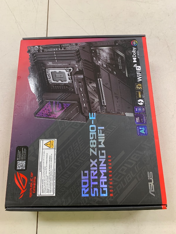 Photo 1 of ASUS ROG Strix Z890-E Gaming WiFi Intel® Z890 LGA 1851 ATX Motherboard, Advanced AI PC-Ready, 18+2+1+2 Stages, DDR5, WiFi 7, 7X M.2, Thunderbolt™ 4, USB Type-C®, AI Overclocking, Cooling & Networking