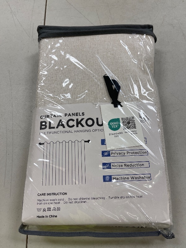 Photo 1 of 100% Blackout Shield Linen Blackout Curtains for Bedroom 84 Inches Long, Back Tab/Rod Pocket Living Room Drapes, Thermal Insulated Blackout Curtains 2 Panels Set, 50" W x 84" L, Cream