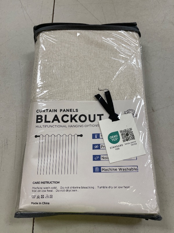 Photo 1 of 100% Blackout Shield Linen Blackout Curtains for Bedroom 84 Inches Long, Back Tab/Rod Pocket Living Room Drapes, Thermal Insulated Blackout Curtains 2 Panels Set, 50" W x 84" L, Cream