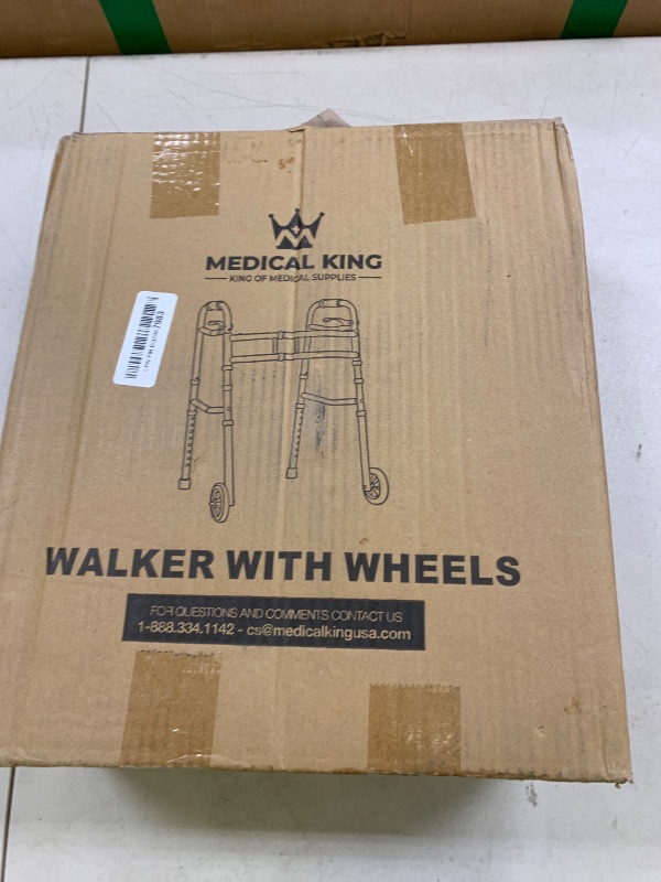 Photo 1 of Medical king Walkers for Seniors Aluminum Lightweight Walker with Wheels, Adjustable Width and Height, Folding Walker for Elderly, Handicapped, Disabled 2 Wheels in Front