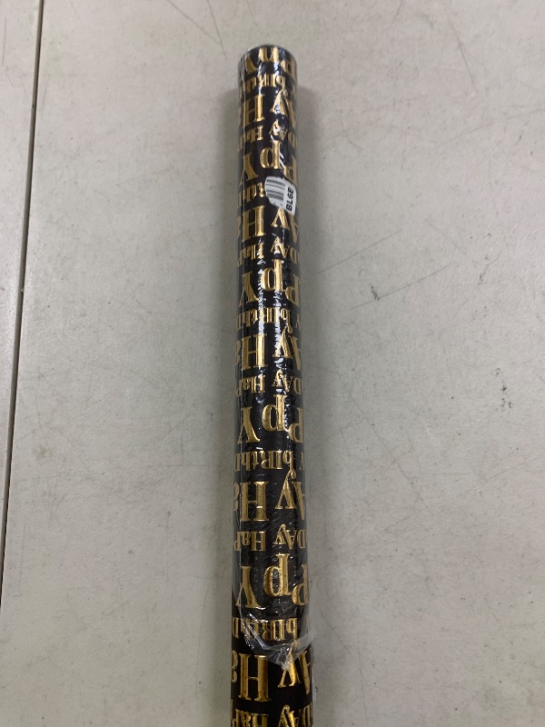 Photo 1 of WRAPAHOLIC 3D Kraft Birthday Wrapping Paper Roll - Mini Roll - 17 Inch x 16.5 Feet - Gold and Black Happy Birthday Lettering Design with Embossed Perfect for Holiday, Party Celebration