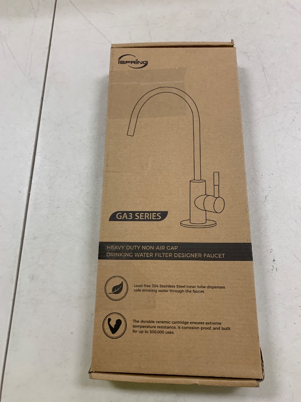 Photo 1 of iSpring GA3-BN Drinking Water Faucet for Kitchen Sink with 3/8" Connector, Heavy Duty Lead-Free Reverse Osmosis Faucet for RO System, Non-Air Gap 100% Stainless Steel RO Faucet, Brushed Nickel Finish
