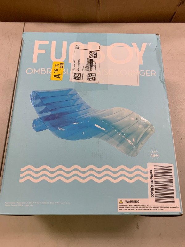 Photo 1 of FUNBOY Giant Inflatable Luxury Tri-Color Blue Chaise Lounger, Chair Pool Float for Adults, Transparent Blue Material, Perfect for a Summer Pool Party