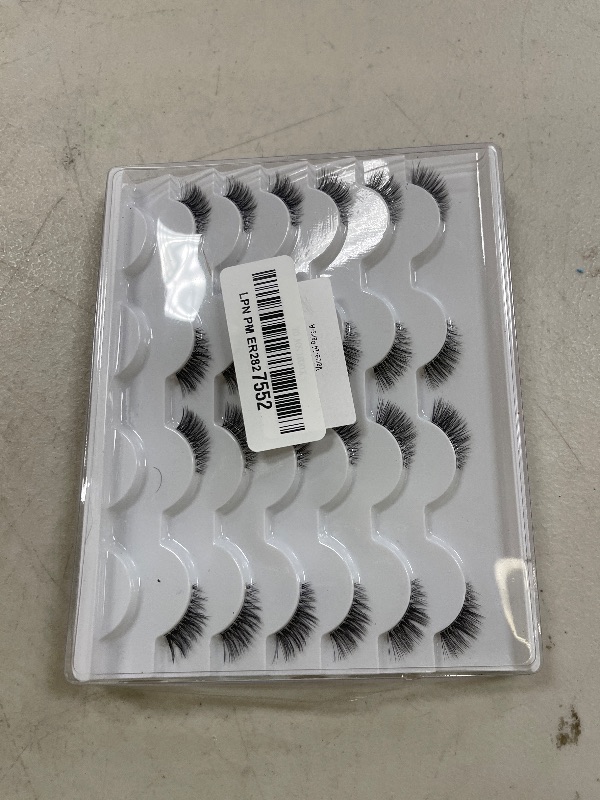 Photo 1 of Half False Eyelashes with Clear Band Wispy Cat Eye Look Natural Short Small 3/4 Accent Lashes Faux Mink Fake Eyelash Strips 14 Pairs Pack
