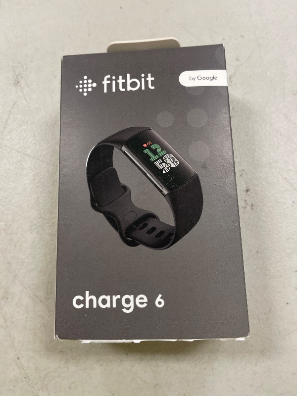 Photo 1 of Fitbit Charge 6 Fitness Tracker with Google apps, Heart Rate on Exercise Equipment, 6-Months Premium Membership Included, GPS, Health Tools and More, Obsidian/Black, One Size (S & L Bands Included)
