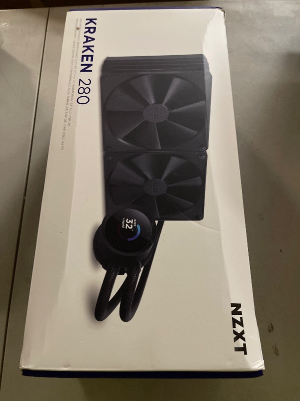 Photo 1 of NZXT Kraken 280 - RL-KN280-B1-280mm AIO CPU Liquid Cooler - Customizable 1.54" Square LCD Display for Images, Performance Metrics and More - High-Performance Pump - 2 x F140P Fans - Black
