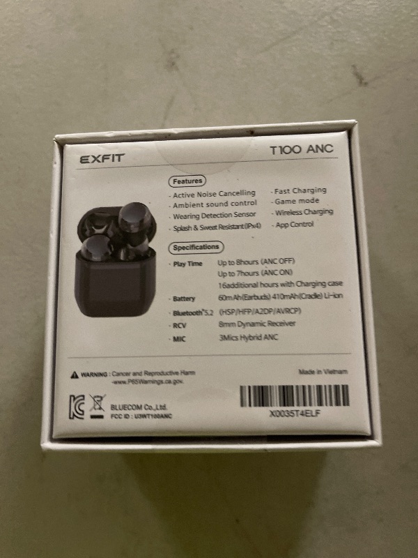 Photo 1 of EXFIT T100 ANC Wireless Earbuds, Active Noise Cancelling with 6 Mics, Transparecy and Game Mode(Low Latency), Bluetooth 5.2, IPX4, 24H Playtime, Multi-Point Headphones
