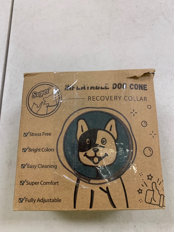 Photo 1 of Supet Raised Inflatable Dog Cone Collar to Stop Licking, Soft Dog Cone Alternative After Surgery, Doggie Neck Donut Collar for Small Medium Large Dogs