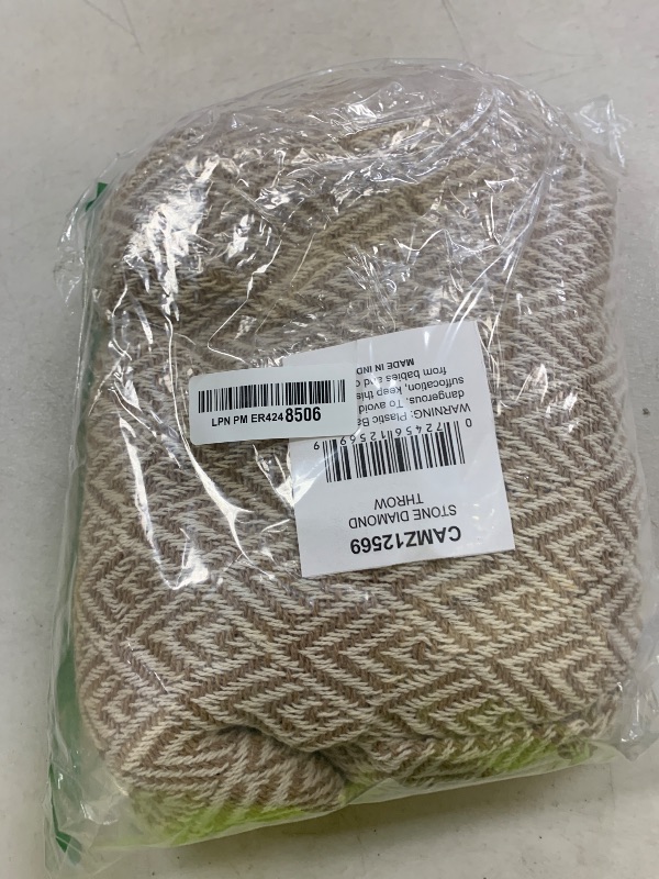 Photo 1 of DII Diamond Throw Collection Cotton Woven, 50x60, Stone