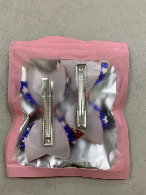 Photo 1 of Melyde Independence Day Hair Clips 4th of July Glitter Hair Bow Clips Patriotic American Flag Hair Accessories with Star for Kids Girls