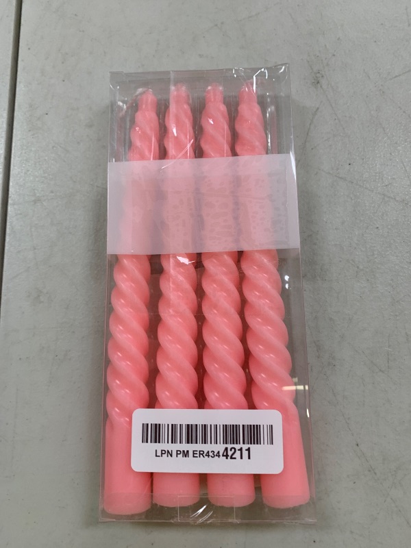 Photo 1 of 8 Inch Taper Spiral Candle Set of 4 Tapered Candles, 5 hrs,Smokeless,Tall Candlesticks, Home Dinner, Party, Wedding, Halloween, Christmas (4, Pink, 20cm)