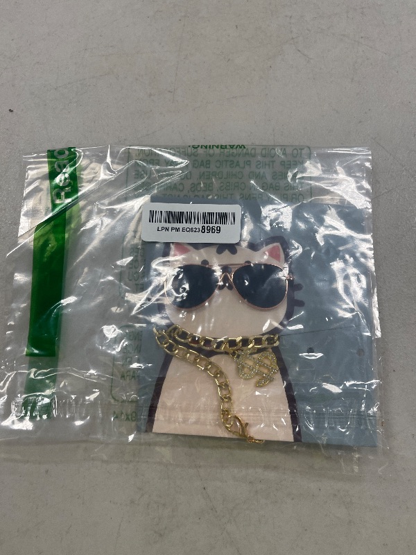 Photo 1 of Fashion Cat Sunglasses and Gold Chain Toys Set, Cuban Link Necklace with Dollar Sign Charm, Puppy Costume Outfits Accessories for Small Middle Fat Cats (Cat)