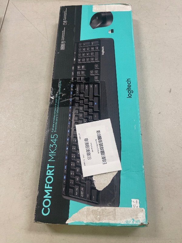 Photo 1 of Logitech MK345 Wireless Keyboard and Mouse Combo with Palm Rest, 2.4 GHz USB Receiver, Compatible with PC, Laptop, Black
