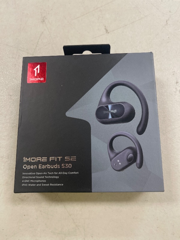 Photo 1 of 1MORE Fit SE S30 Open Ear Headphones, Wireless Bluetooth Headphones with 4 Microphones for Clear Calls, Sports Earbuds Split Design with Earhooks, IPX5, 30-Hour Playtime, 5.3, Black (EF606)