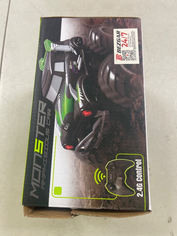 Photo 1 of BEZAR Amphibious Remote Control Car - 1:20 Waterproof Monster Truck Toys, 2.4GHz 4WD All Terrain Off-Road RC Cars for Kids with 2 Rechargeable Batteries, Birthday Gifts for Boys & Girls