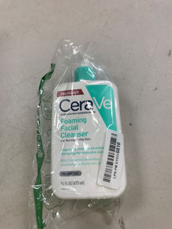 Photo 1 of CeraVe Foaming Facial Cleanser, Daily Face Wash for Oily Skin, Hyaluronic Acid + Ceramides + Niacinamide, Fragrance Free & Paraben Free, Non-Drying Oil Control Face Wash, 16 Fluid Ounces