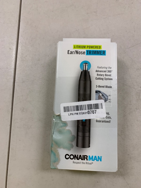 Photo 1 of ConairMan Nose Hair Trimmer for Men, For Nose, Ear, and Eyebrows, Patent 360 Bevel Blade for No Pull, No Snag Trimming Experience, Cordless Lithium-Powered Trimmer with Drawstring Bag