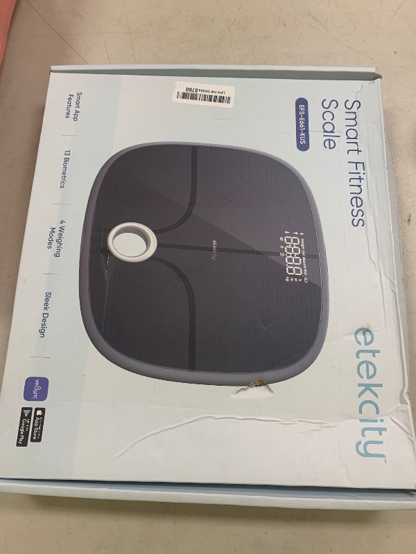 Photo 1 of Etekcity Smart Rechargeable Scale for Body Weight, BMI, Fat, Muscle Mass, Digital Bathroom Scale with 13 Metrics, Secret Mode, Bluetooth Connect to Free Apps, Stealth Black